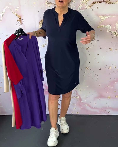 Katherine | Solid V-Neck Dress