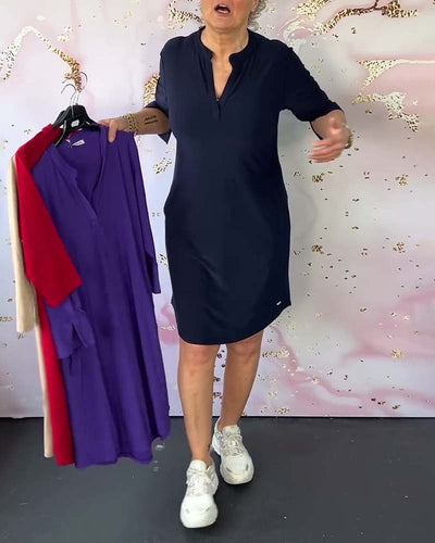 Katherine | Solid V-Neck Dress