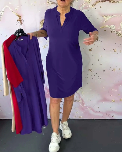 Katherine | Solid V-Neck Dress